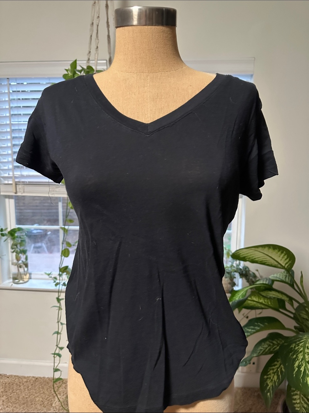 Classic V-Neck Women's Top - Black